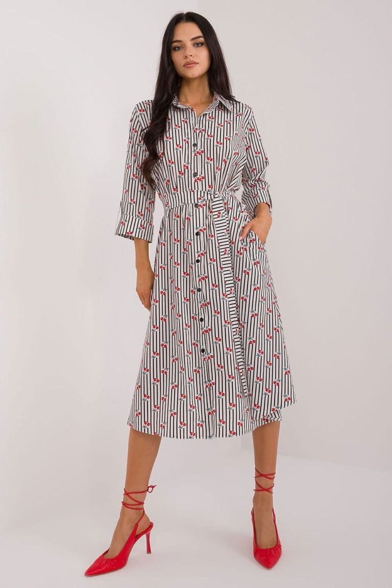 Robe Chemise Midi Manches Longues Multicouleure S M
