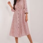 Robe Chemise Midi Manches Longues Rose S M