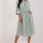 Robe Chemise Midi Manches Longues Vert S M