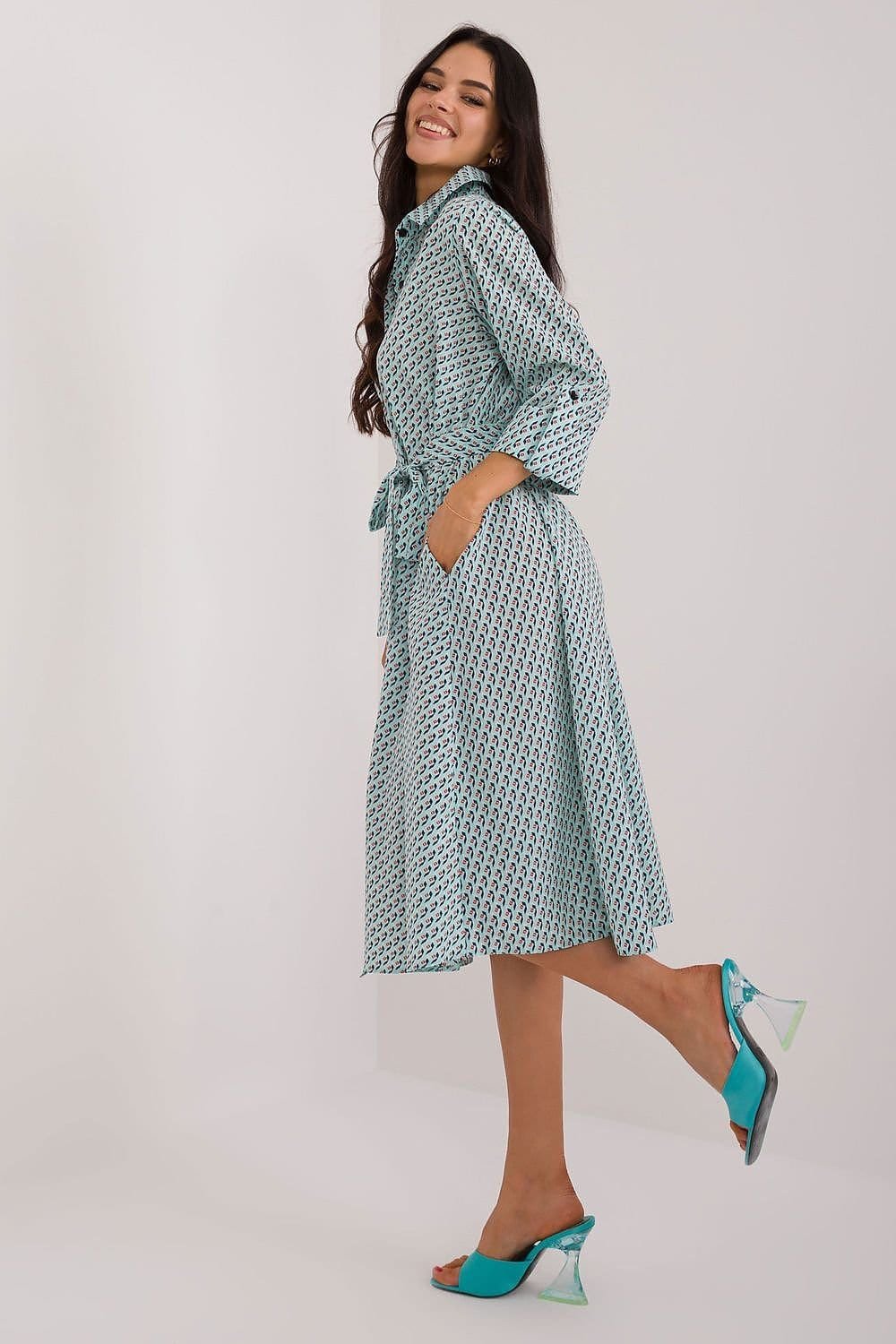 Robe Chemise Midi Manches Longues