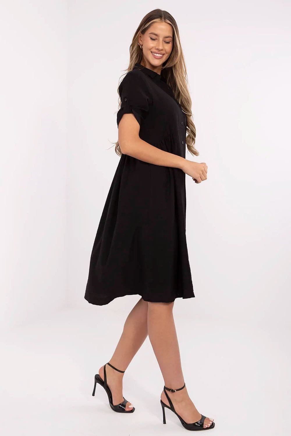 Robe Chemise Midi Noire Casual 2