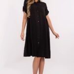 Robe Chemise Midi Noire Casual Noir Taille Unique