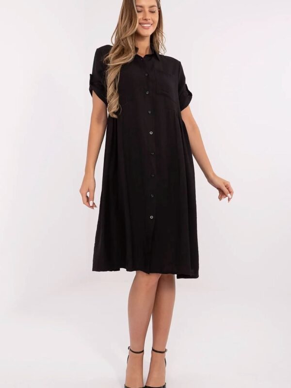 Robe Chemise Midi Noire Casual Noir Taille Unique
