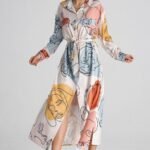Robe Chemise Multicolore Longue