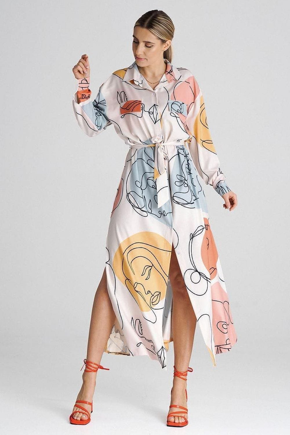 Robe Chemise Multicolore Longue 2