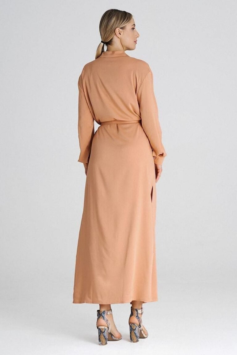 Robe Chemise Orange Pale Decontractee