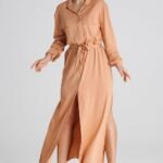 Robe Chemise Orange Pale Decontractee Orange Pale S