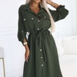 Robe Chemise Verte Manches Longues Vert Taille Unique