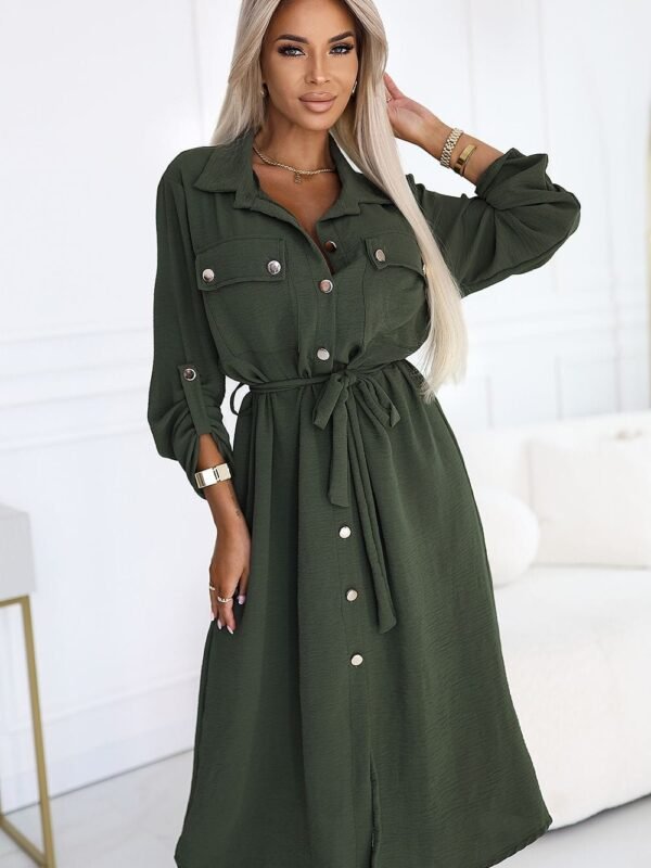 Robe Chemise Verte Manches Longues Vert Taille Unique