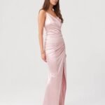 Robe Chic Rose Longue Fendue 2