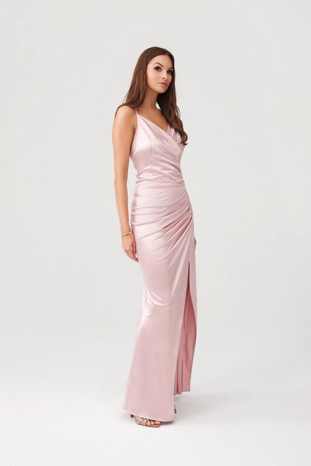 Robe Chic Rose Longue Fendue 2