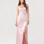 Robe Chic Rose Longue Fendue 3