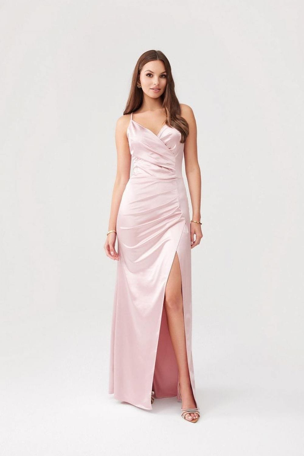 Robe Chic Rose Longue Fendue 3