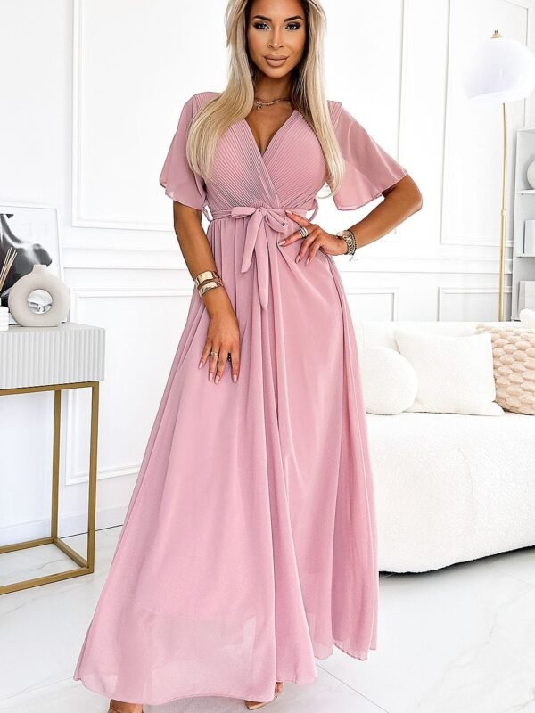 Robe Chic Rose Longue Fluide Rose Taille Unique