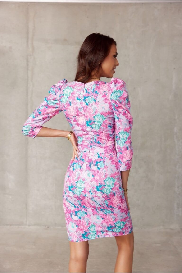 Robe Cocktail Fleurie Midi Moulante