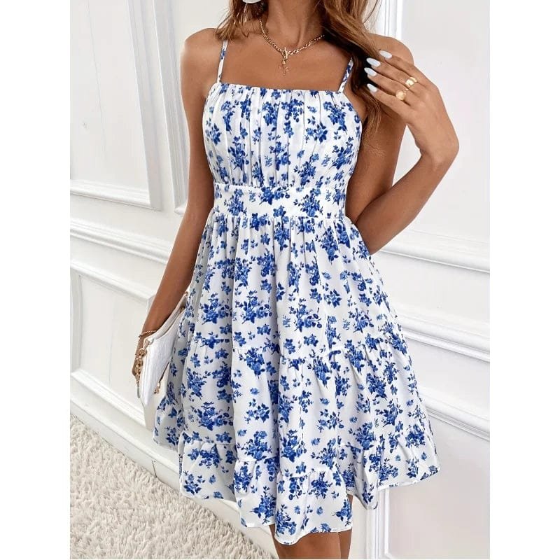 Robe Courte Boheme Bleue Et Blanche 3