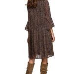 Robe Courte Boheme Marron A Pois