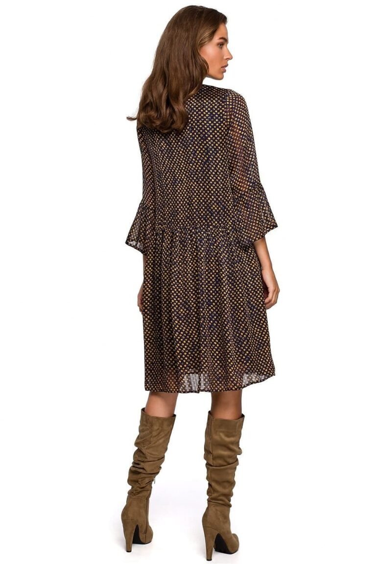 Robe Courte Boheme Marron A Pois