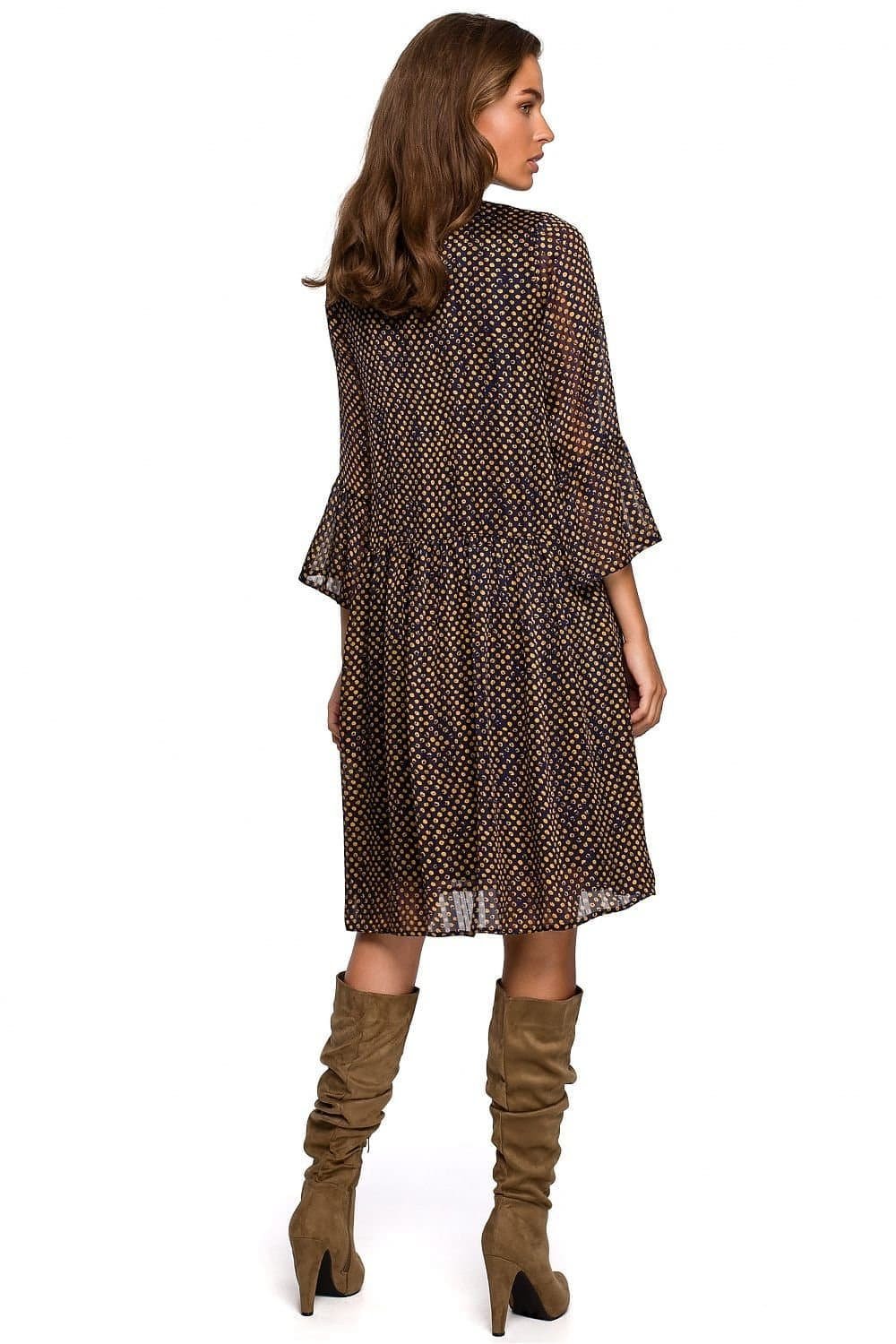 Robe Courte Boheme Marron A Pois