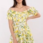 Robe Courte Ete Fleurie Epaules Denudees Multicouleur Taille Unique