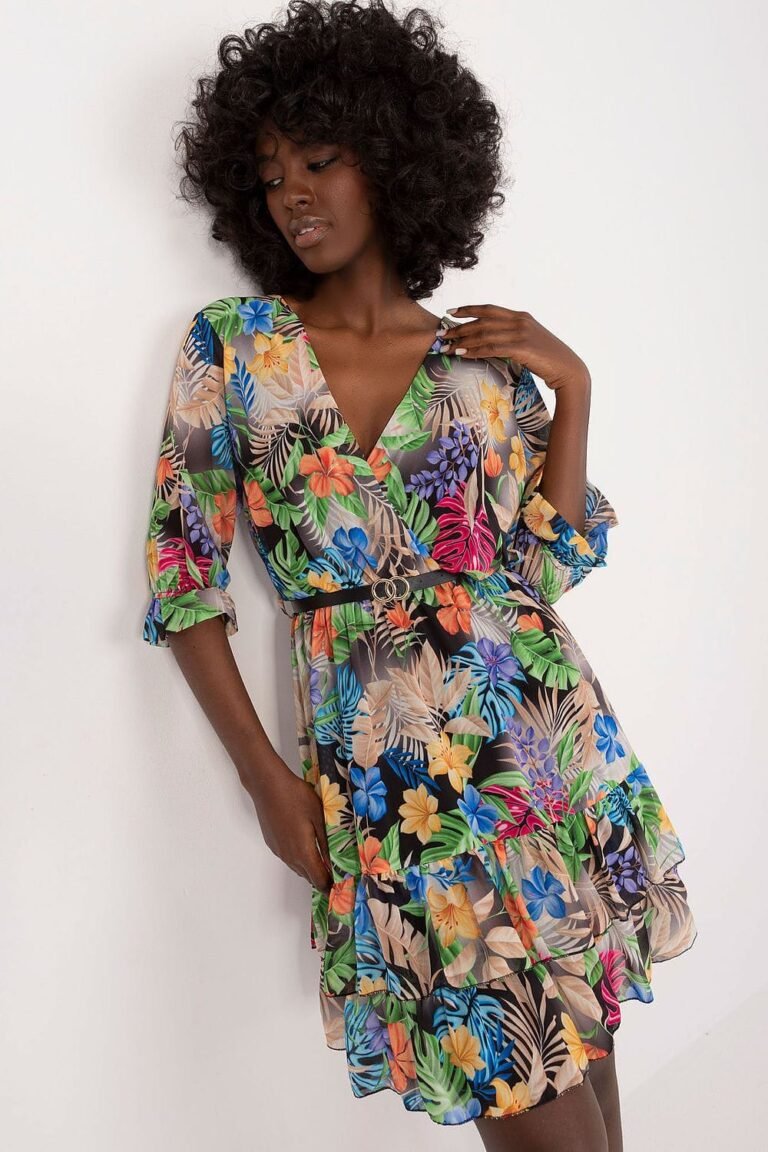 Robe Courte Fleurie Manche Longue 2