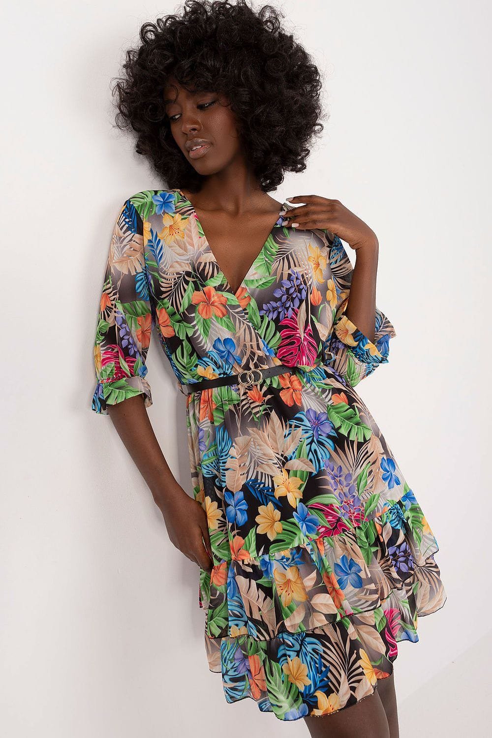 Robe Courte Fleurie Manche Longue 2