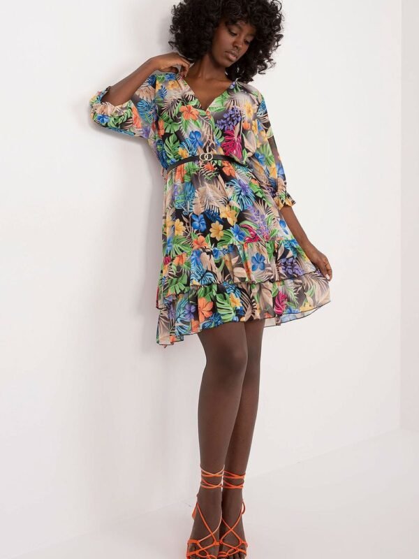 Robe Courte Fleurie Manche Longue Multicoloris Taille Unique