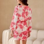 Robe Courte Fleurie Manches Longues 5