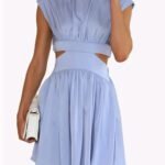 Robe Courte Fluide Col Halter Bleu S