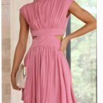 Robe Courte Fluide Col Halter Rose S