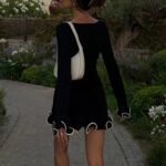 Robe Courte Manches Longues Bord Volante