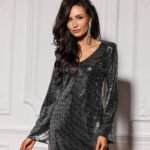 Robe Courte Metallisee Grise