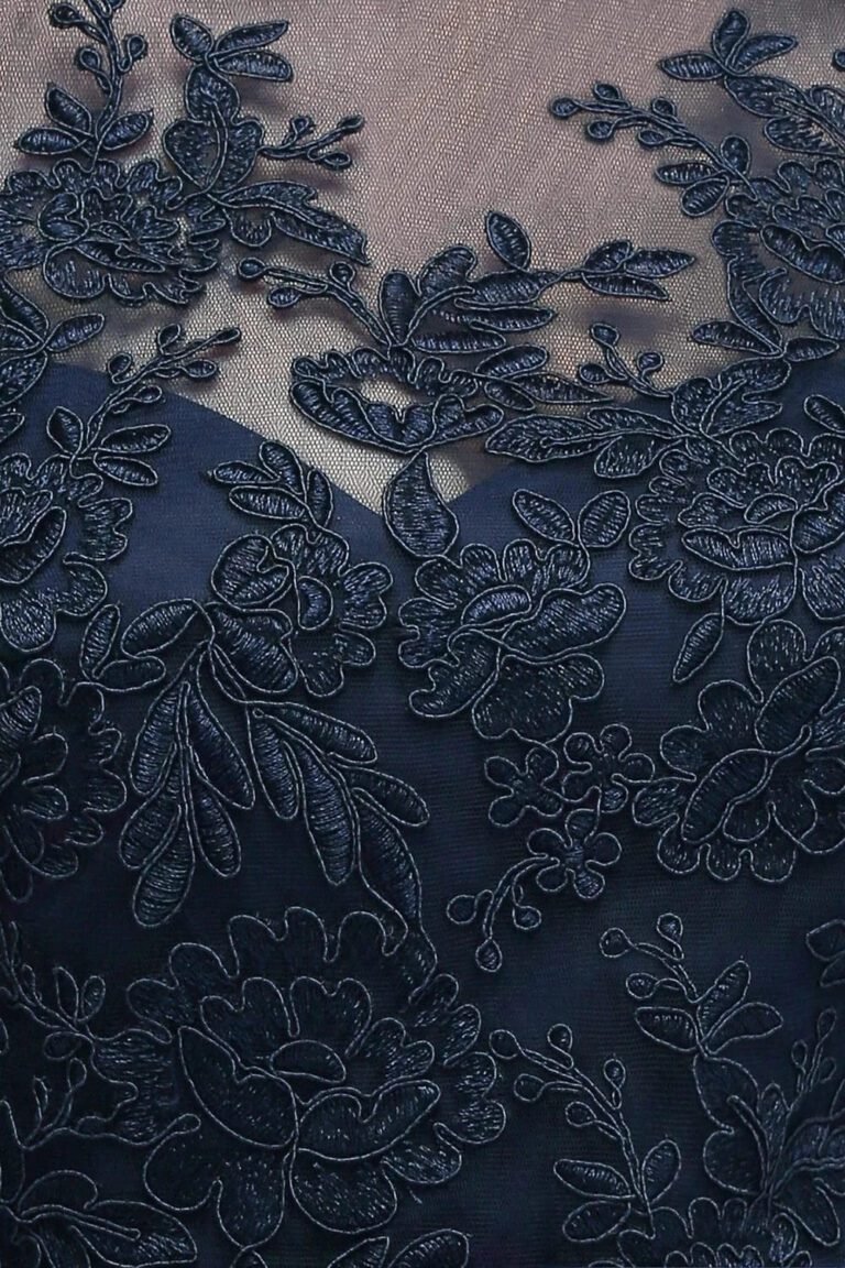 Robe De Bal Bleue Longue En Dentelle 3