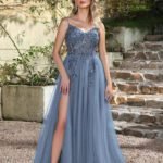 Robe De Bal Chic Longue Dos Nu Bleu 32