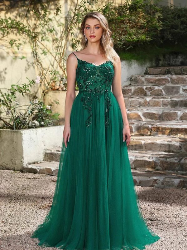 Robe De Bal Chic Longue Dos Nu Vert 32