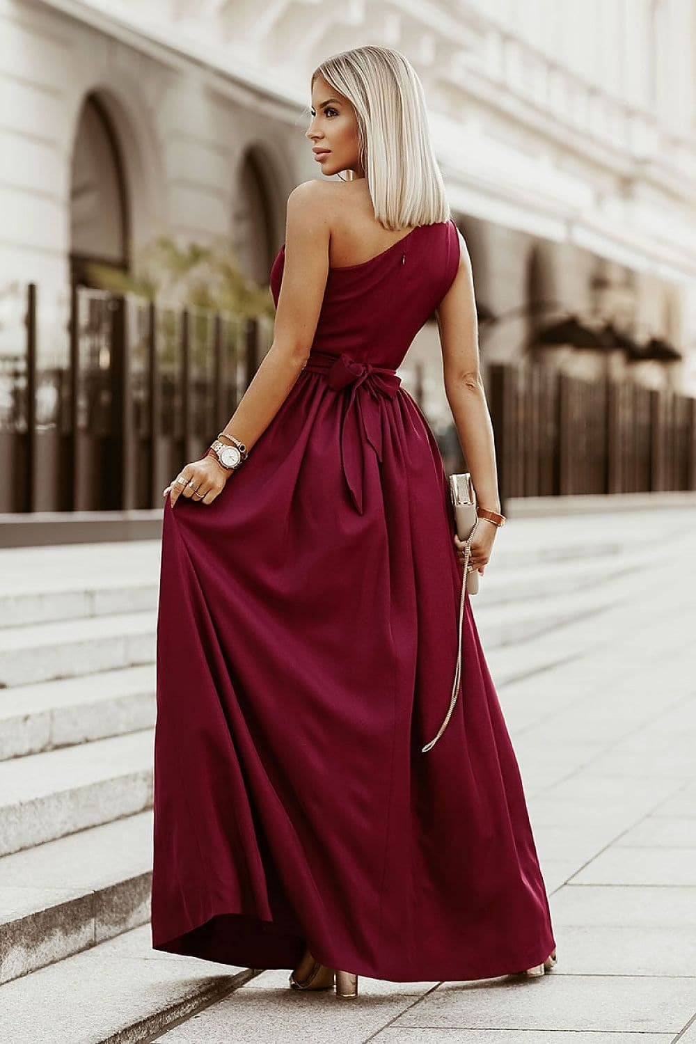 Robe De Bal Elegante Longue Bordeaux