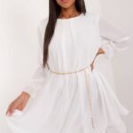 Robe De Cocktail Blanche Fluide Manches Longues 2