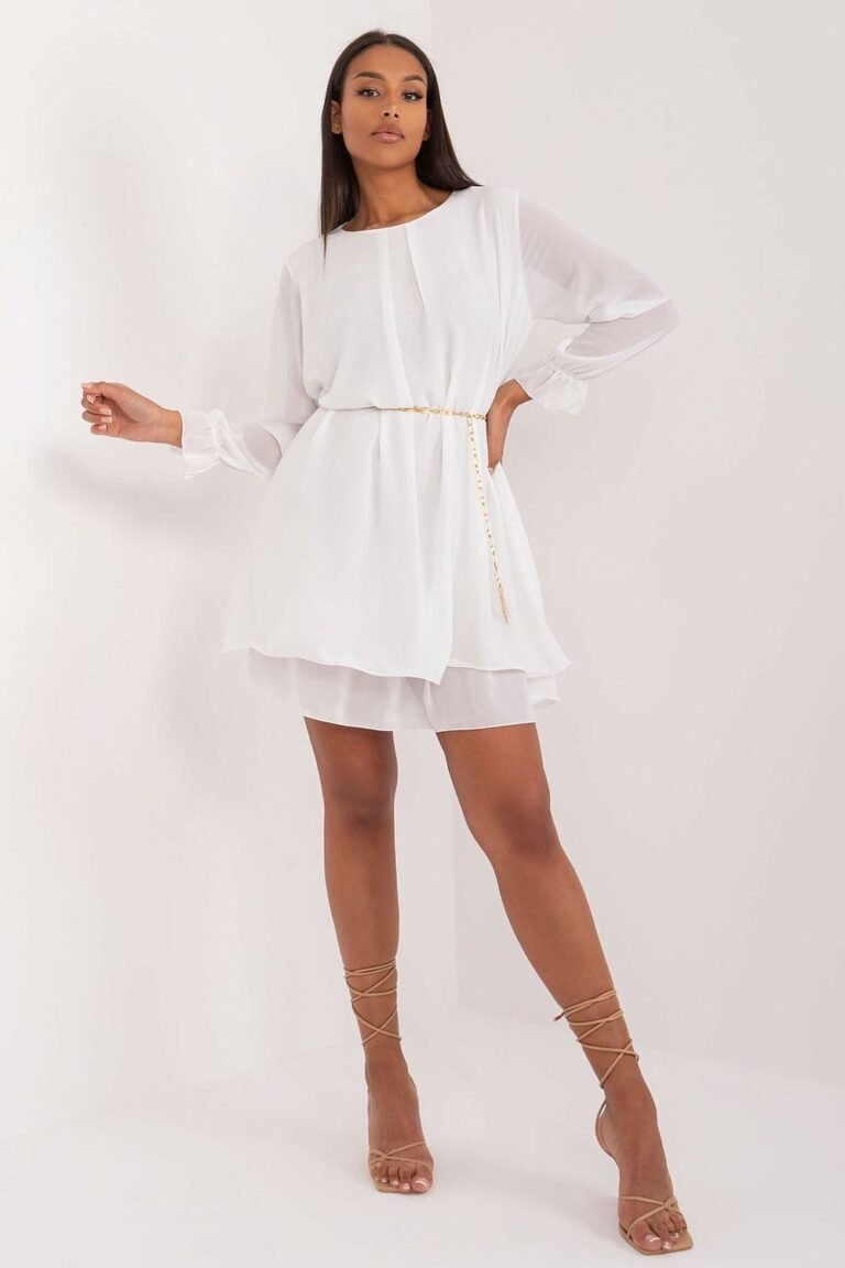 Robe De Cocktail Blanche Fluide Manches Longues Blanc Taille Unique