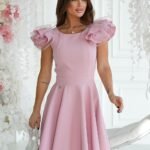 Robe De Cocktail Chic Evasee Courte Rose 34