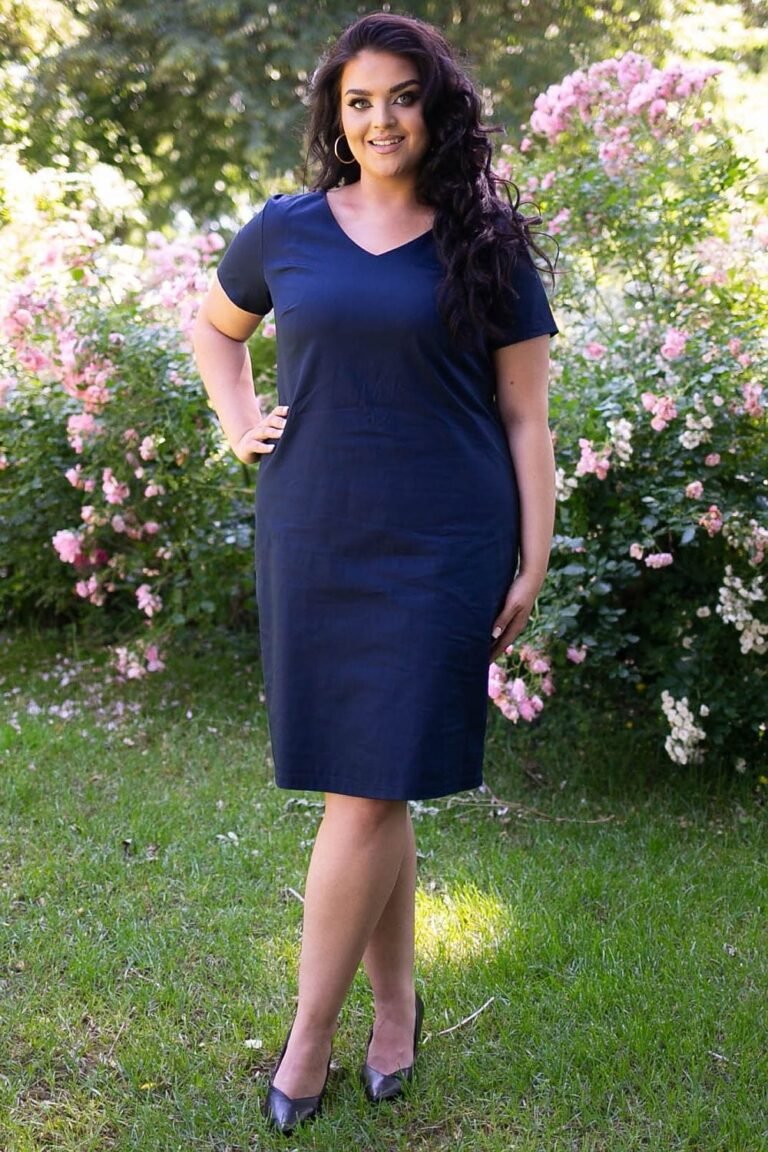 Robe De Cocktail Chic Grande Taille Bleu Marine 38