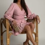 Robe De Cocktail Courte Avec Manches Longues Bouffantes 34