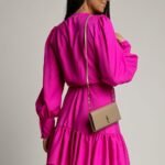 Robe De Cocktail Courte Avec Manches Longues Bouffantes 38