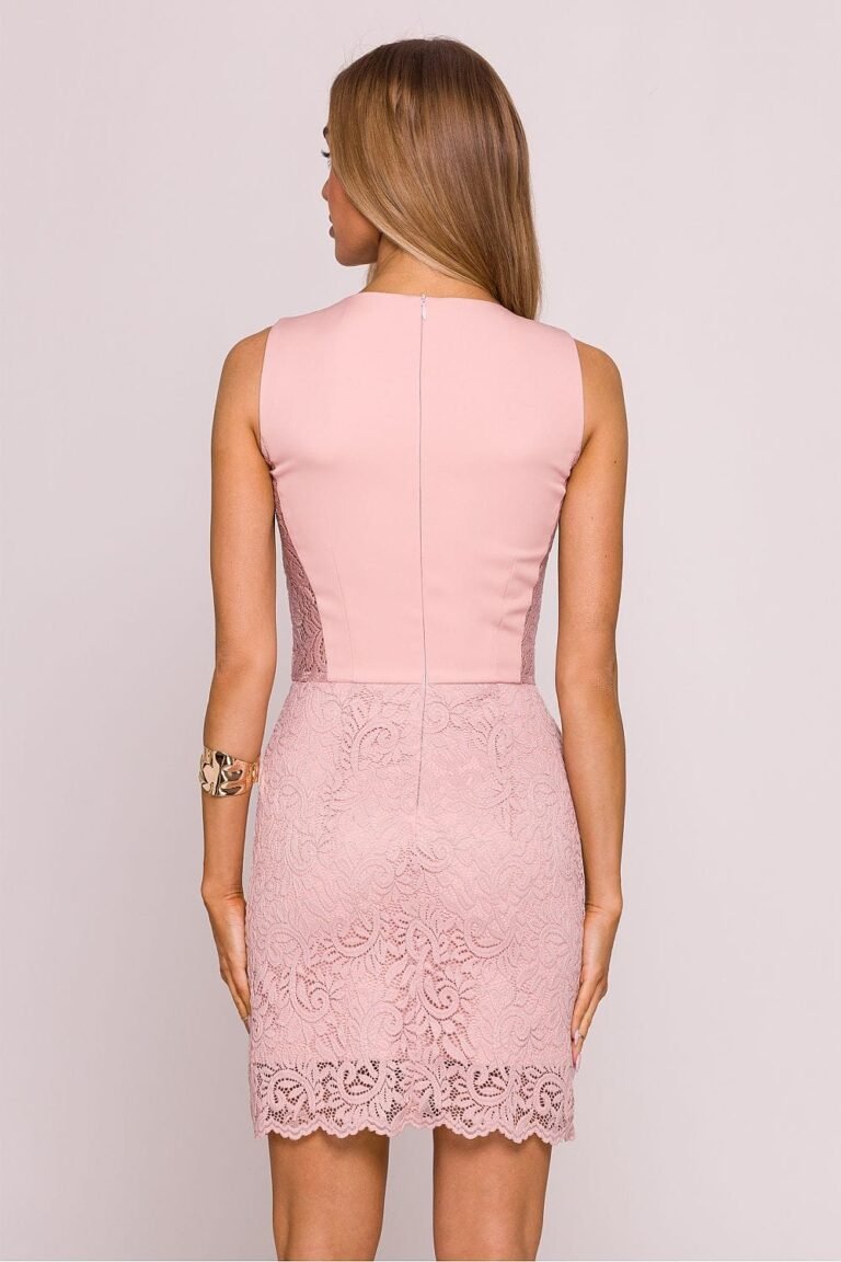 Robe De Cocktail Courte En Dentelle Rose