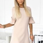 Robe De Cocktail Courte Manches 3 4 Beige S