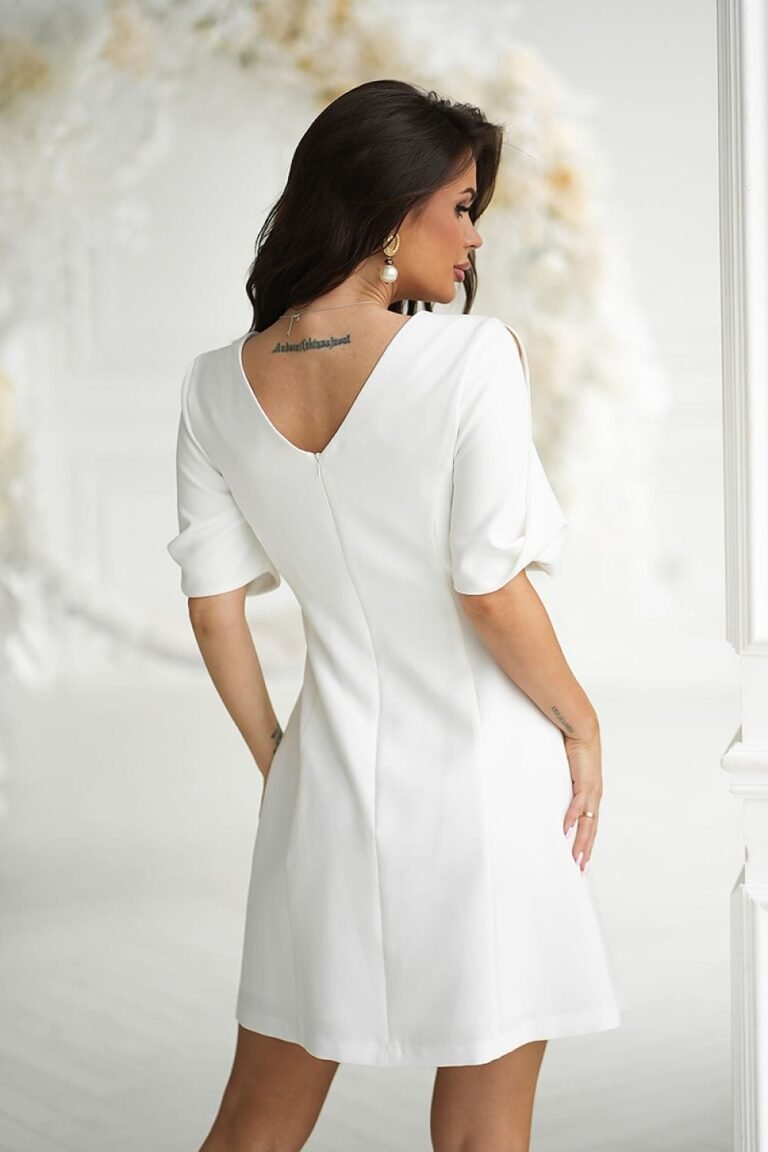 Robe De Cocktail Courte Manches Coupees