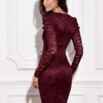 Robe De Cocktail En Dentelle Manches Longues 2