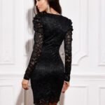 Robe De Cocktail En Dentelle Manches Longues 5