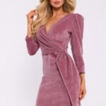 Robe De Cocktail En Velours Manches Longues Rose S
