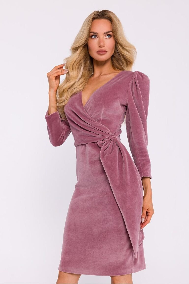Robe De Cocktail En Velours Manches Longues Rose S