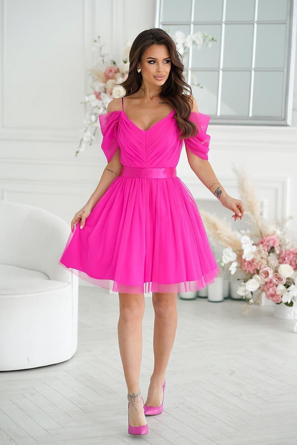 Robe De Cocktail Evasee En Tulle 3
